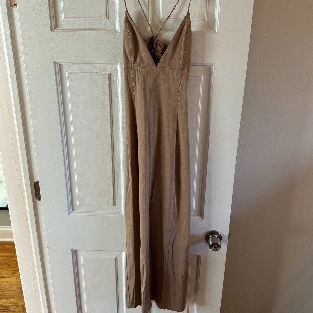Zara Neutral Spaghetti Strap Dress